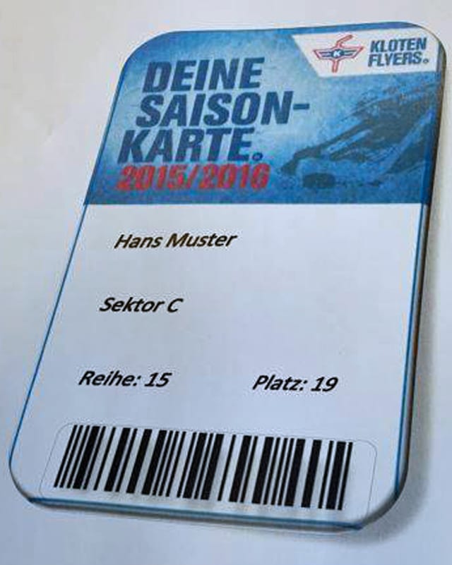 Saisonkarte der Kloten Flyers. Saisonkarte der Kloten Flyers.