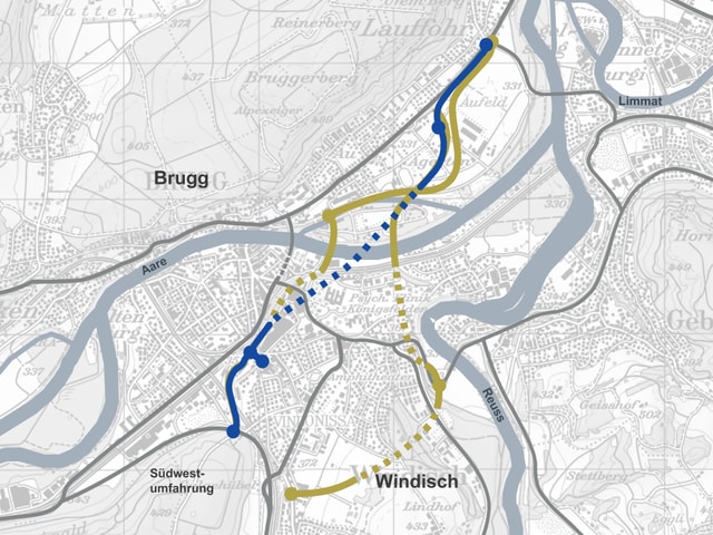 Karte von Brugg. Karte von Brugg.