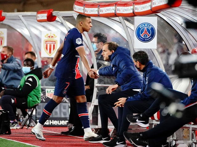 PSG-Trainer Thomas Tuchel und Kylian Mbappé. PSG-Trainer Thomas Tuchel und Kylian Mbappé.