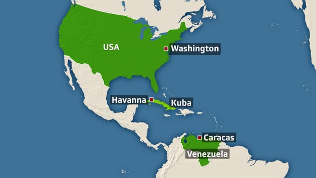 Karte mit den USA, Mittelamerika, Kuba und Venezuela. Karte mit den USA, Mittelamerika, Kuba und Venezuela.
