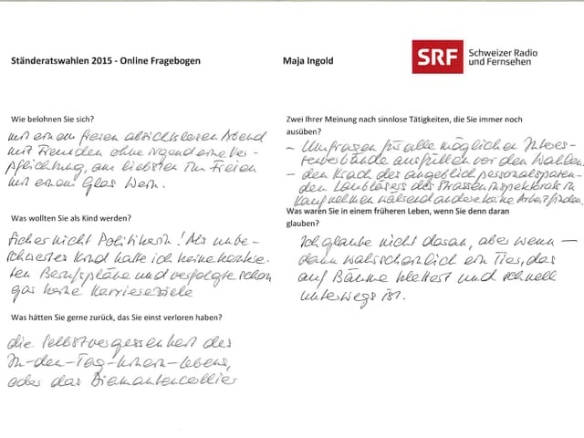 Ein Fragebogen Ein Fragebogen