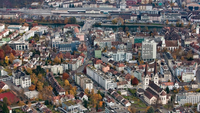 Luftaufnahme der Stadt Olten.