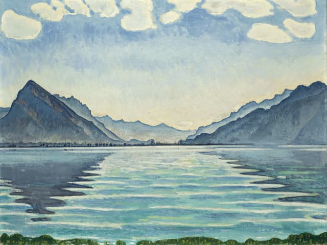 Ferdinand Hodler: Thunersee mit symmetrischen Spiegelungen (1905) Ferdinand Hodler: Thunersee mit symmetrischen Spiegelungen (1905)