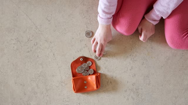 Hand nimmt Geld aus einem Portemonnaie Hand nimmt Geld aus einem Portemonnaie