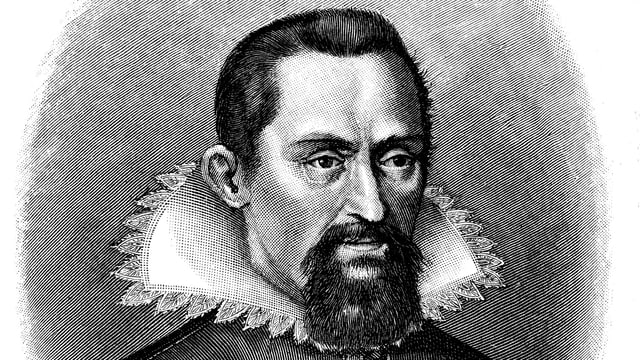 Johannes Kepler schreibt mit einer Feder. Johannes Kepler schreibt mit einer Feder.