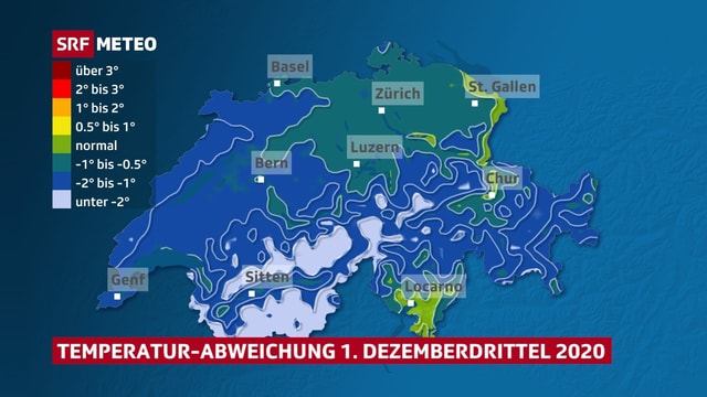Karte mit Temperaturabweichungen Karte mit Temperaturabweichungen