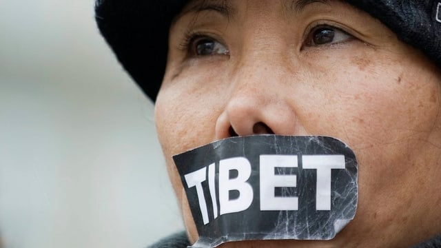 Demonstrantin pro Tibet in Bern. Demonstrantin pro Tibet in Bern.