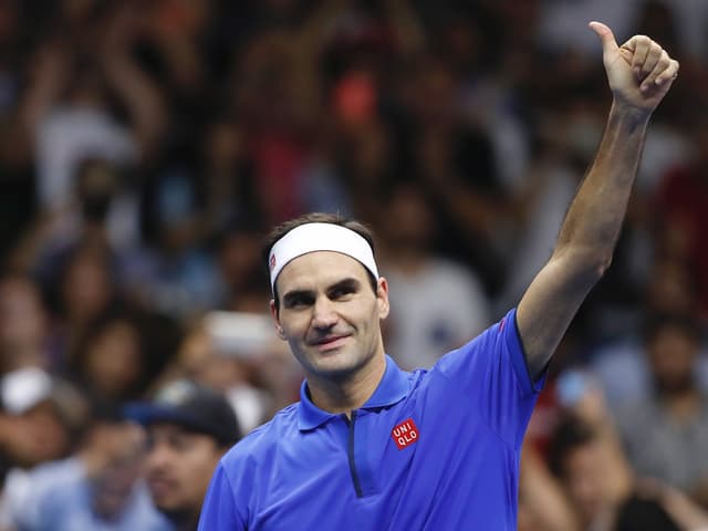 Roger Federer nach dem Sieg gegen Alexander Zverev. Roger Federer nach dem Sieg gegen Alexander Zverev.