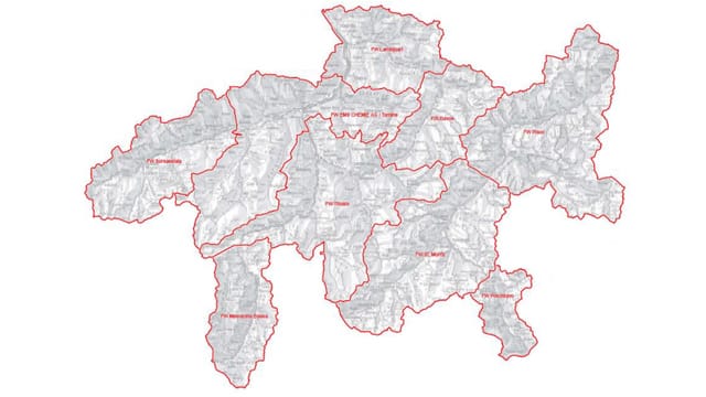 Ils territoris d'acziun da las 10 basas: En in cas d'havaria porschan las basas sustegn als pumpiers locals. Ils territoris d'acziun da las 10 basas: En in cas d'havaria porschan las basas sustegn als pumpiers locals.