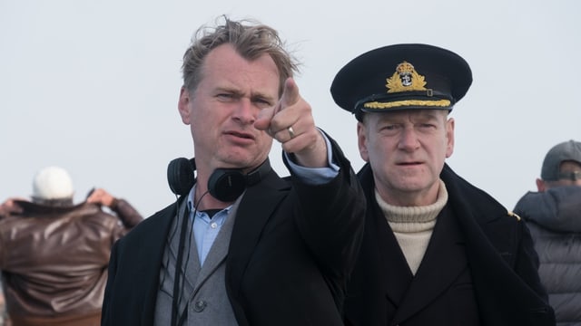 Regisseur Christopher Nolan (links) mit Kenneth Branagh, der Commander Bolton verkörpert. Regisseur Christopher Nolan (links) mit Kenneth Branagh, der Commander Bolton verkörpert.