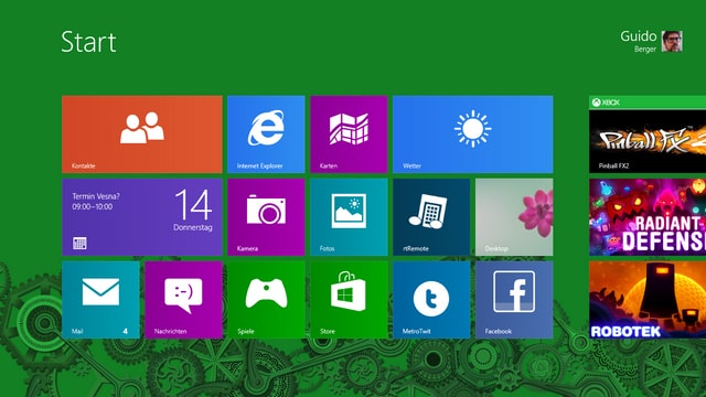 Die Kachel-Oberfläche von Windows RT. Die Kachel-Oberfläche von Windows RT.