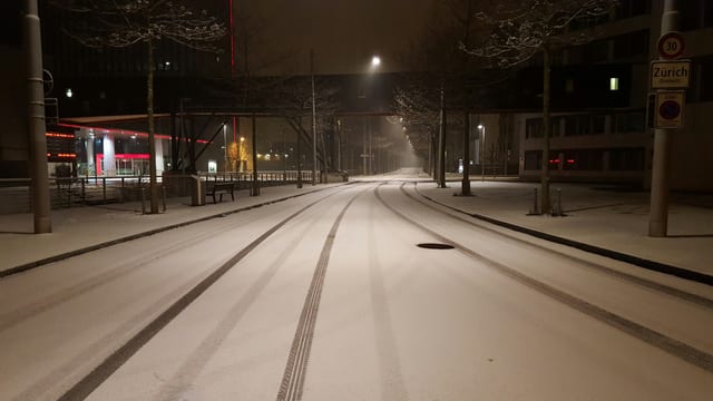 In Zürich gab es nur leichten Schneefall, aber die Strassen wurden rutschig. In Zürich gab es nur leichten Schneefall, aber die Strassen wurden rutschig.