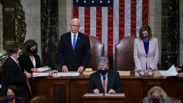 Pence und Pelosi im Kongress. Pence und Pelosi im Kongress.