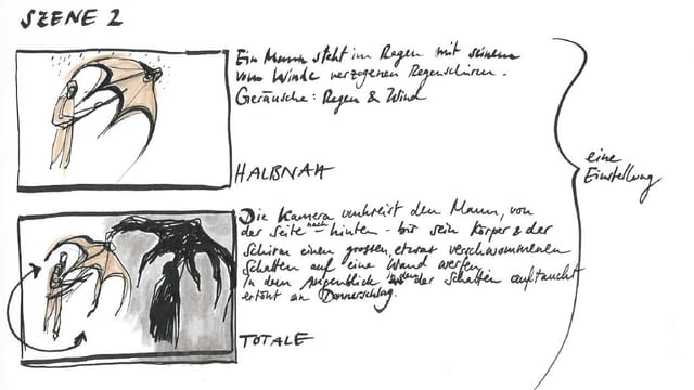 Ausschnitt aus dem Storyboard von Isadora Vogt. Ausschnitt aus dem Storyboard von Isadora Vogt.