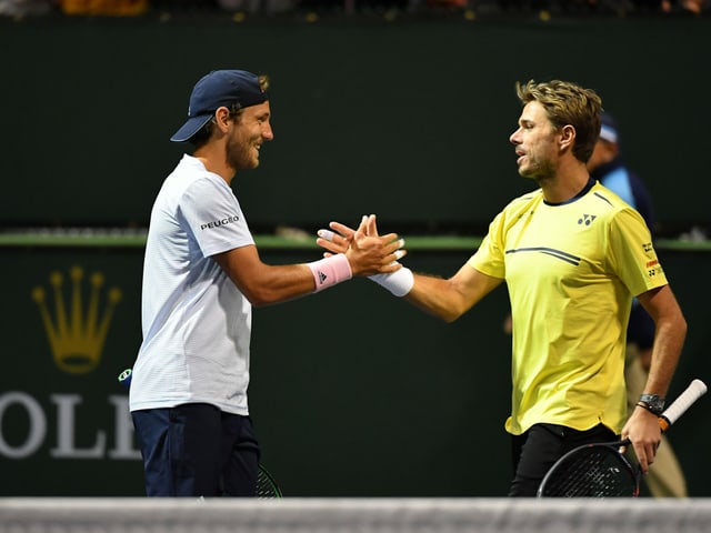 Lucas Pouille (links) an den Indian Wells 2019. Lucas Pouille (links) an den Indian Wells 2019.