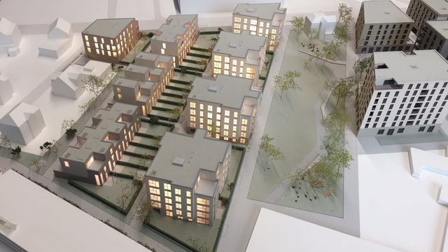 Modell des neuen Aeschbachquartiers aus der Luft Modell des neuen Aeschbachquartiers aus der Luft