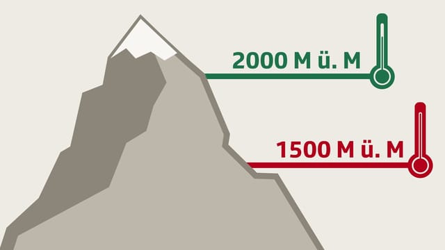 Ein Berg mit Thermometern. Ein Berg mit Thermometern.