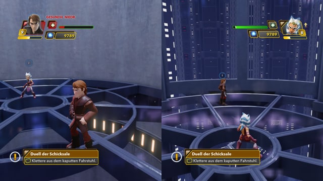 Anakion und Ahsoka teilen sich den Bildschirm. Anakion und Ahsoka teilen sich den Bildschirm.