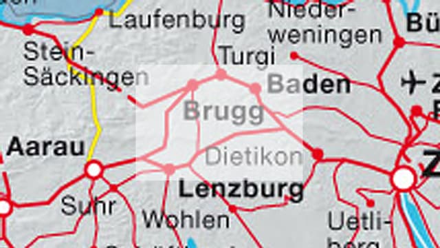 Ausschnitt aus dem Streckenplan der SBB Ausschnitt aus dem Streckenplan der SBB