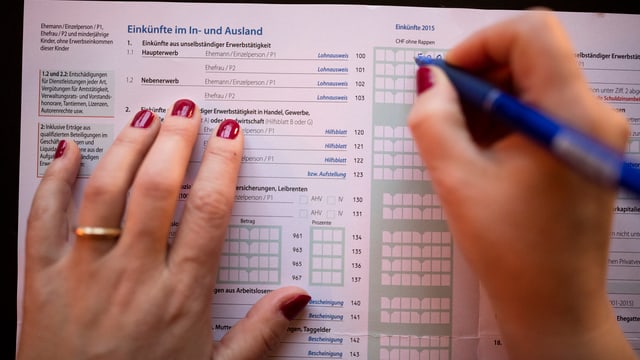 Dame füllt Steuererklärung aus Dame füllt Steuererklärung aus