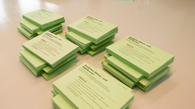 Wahlcouverts bei der Sortierung. Wahlcouverts bei der Sortierung.