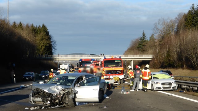 Der Autounfall auf der A1 zwischen Uzwil und Gossau. Der Autounfall auf der A1 zwischen Uzwil und Gossau.