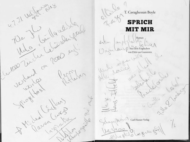 Handnotizen zu T.C. Boyles Roman «Sprich mit mir» Handnotizen zu T.C. Boyles Roman «Sprich mit mir»