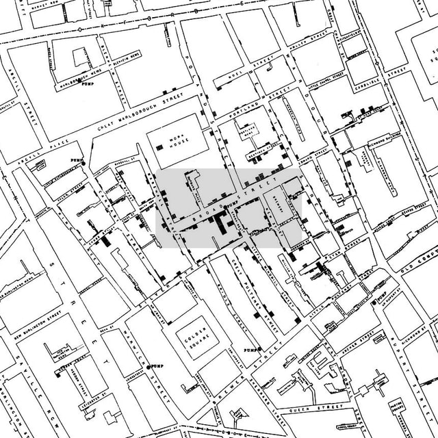 Die Cholera-Karte des Arztes John Snow. Die Cholera-Karte des Arztes John Snow.