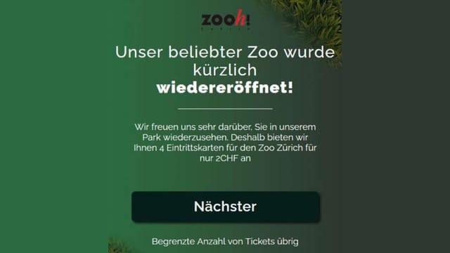 Screenshot gefälschte Seite Zoo Zürich Screenshot gefälschte Seite Zoo Zürich