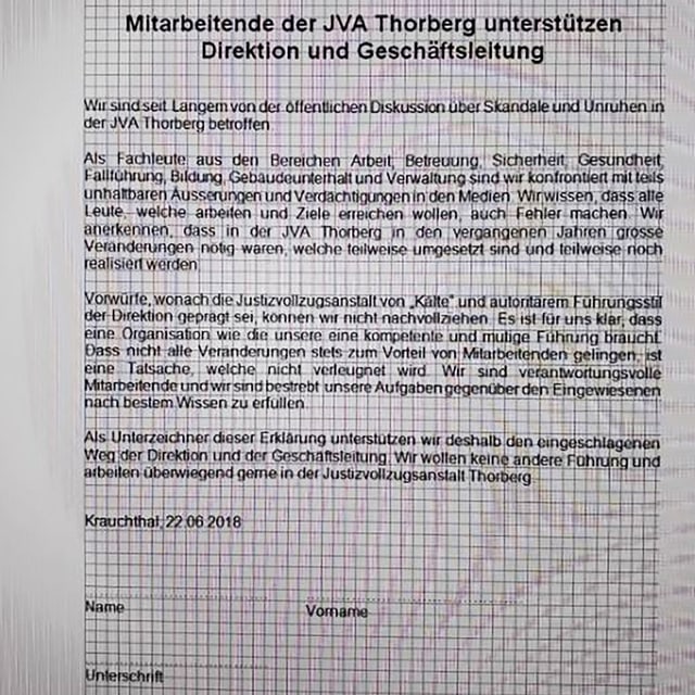 Brief, der an die Mitarbeitenden ging. Brief, der an die Mitarbeitenden ging.