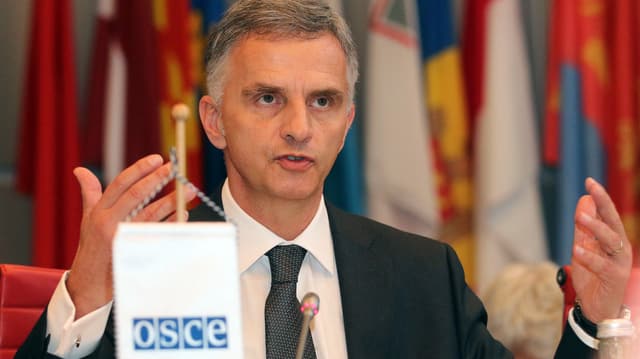 Bild von Didier Burkhalter in seiner Funktion als OSZE-Vorsitzender. Bild von Didier Burkhalter in seiner Funktion als OSZE-Vorsitzender.