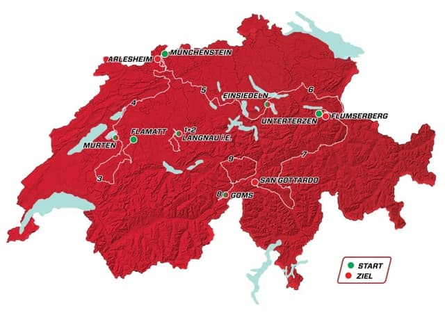 Etappenplan der Tour de Suisse. Etappenplan der Tour de Suisse.