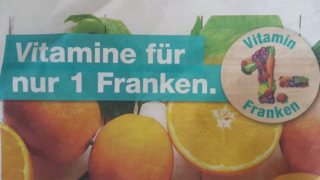 Migros Werbung: Vitamine für einen Franken Migros Werbung: Vitamine für einen Franken