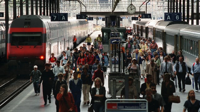 Leute am Bahnhof Luzern Leute am Bahnhof Luzern