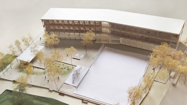 Modell der neuen Schulanlage Pfingstweid in Zürich-West Modell der neuen Schulanlage Pfingstweid in Zürich-West