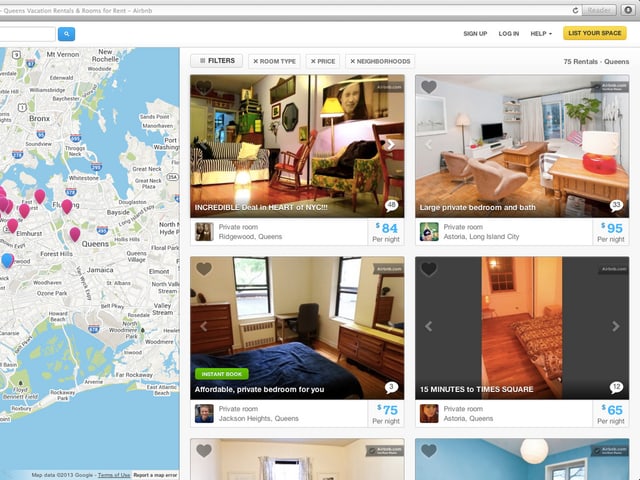 Screenshot der Airbnb-App. Screenshot der Airbnb-App.