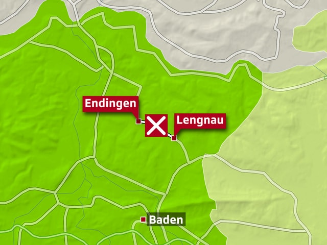 Karte mit den Ortschaften Endingen und Lengnau