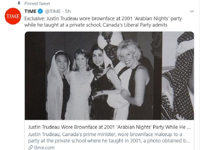 Tweet mit Bild von Trudeau als Aladin. Tweet mit Bild von Trudeau als Aladin.