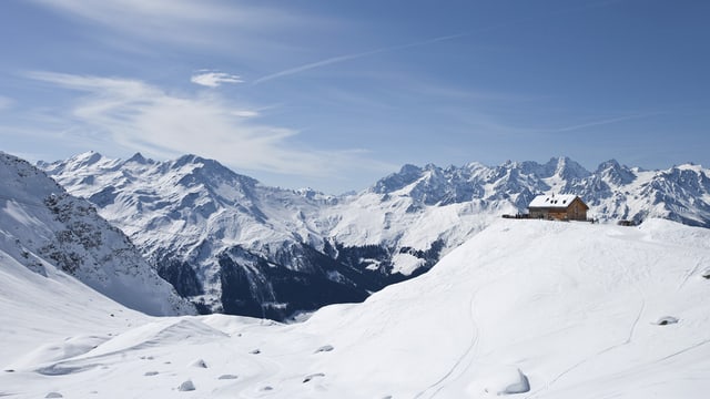 Das Gebiet oberhalb von Verbier mit der Mont-Fort-Hütte. Das Gebiet oberhalb von Verbier mit der Mont-Fort-Hütte.
