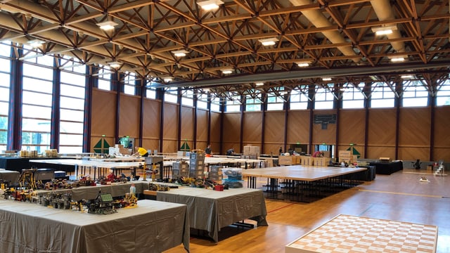 Lego-Ausstellung in Arbon, Aufbauarbeiten Lego-Ausstellung in Arbon, Aufbauarbeiten