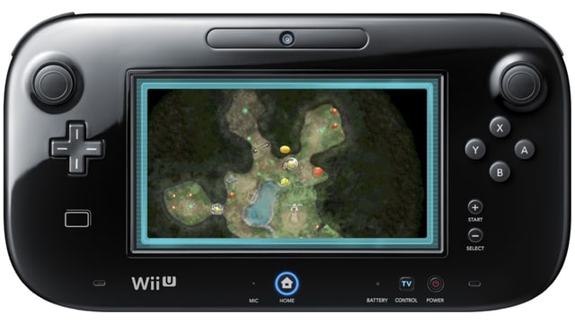 Die Kartenansicht auf dem Gamepad-Touchscreen. Die Kartenansicht auf dem Gamepad-Touchscreen.