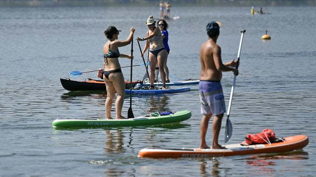 Stand-Up-Paddler auf dem Greifensee Stand-Up-Paddler auf dem Greifensee