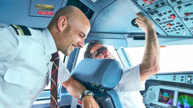 Swiss-Piloten im Cockpit. Swiss-Piloten im Cockpit.