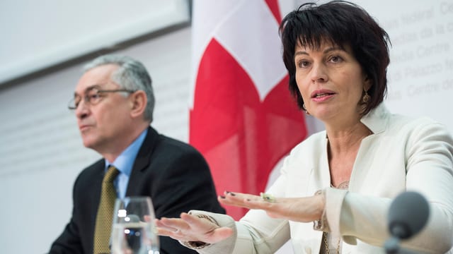 Doris Leuthard an der Medienkonferenz. Doris Leuthard an der Medienkonferenz.