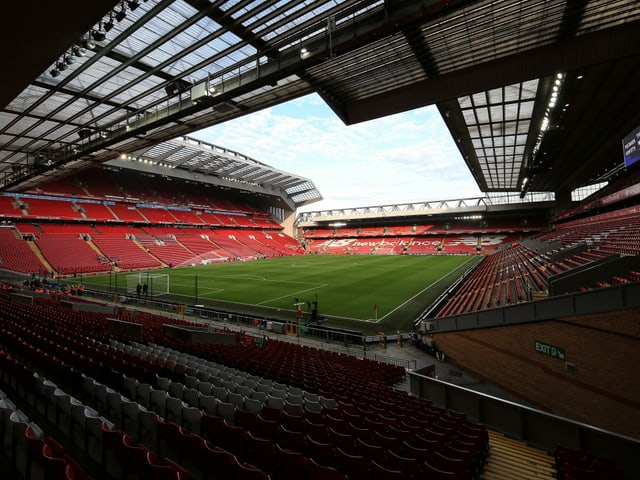 Anfield in Liverpool. Anfield in Liverpool.