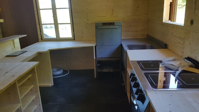 Einfache Küche mit viel Holz Einfache Küche mit viel Holz
