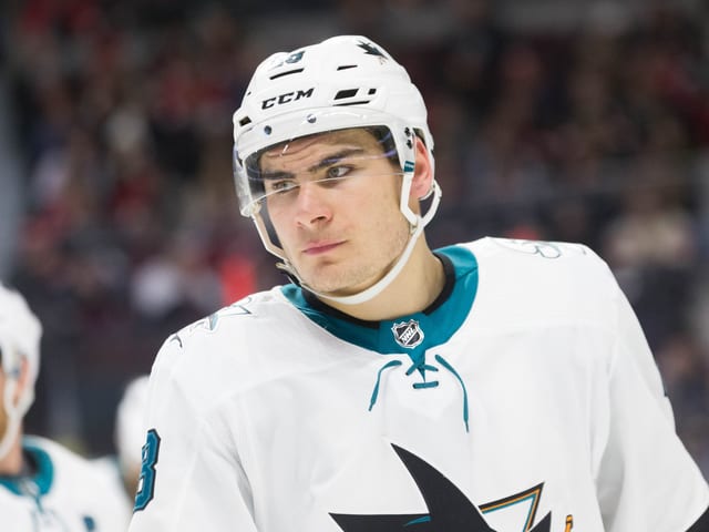 Timo Meier von den San Jose Sharks. Timo Meier von den San Jose Sharks.