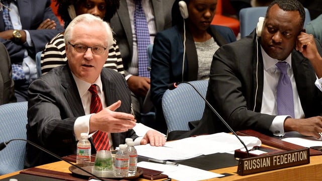 UNO-Botschafter Witali Tschurkin bei seiner Rede im Sicherheitsrat. UNO-Botschafter Witali Tschurkin bei seiner Rede im Sicherheitsrat.