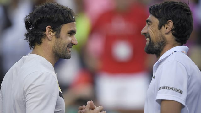 Roger Federer und Jérémy Chardy. Roger Federer und Jérémy Chardy.
