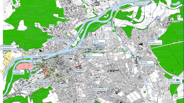 Eine Karte der Stadt Aarau Eine Karte der Stadt Aarau